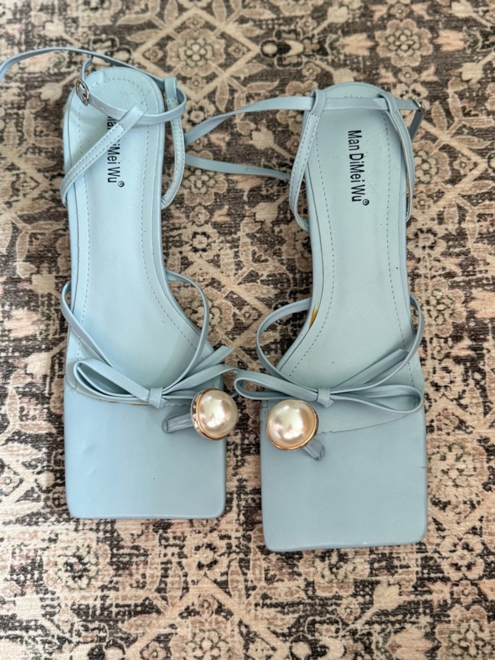 Blue Square Toed Heels